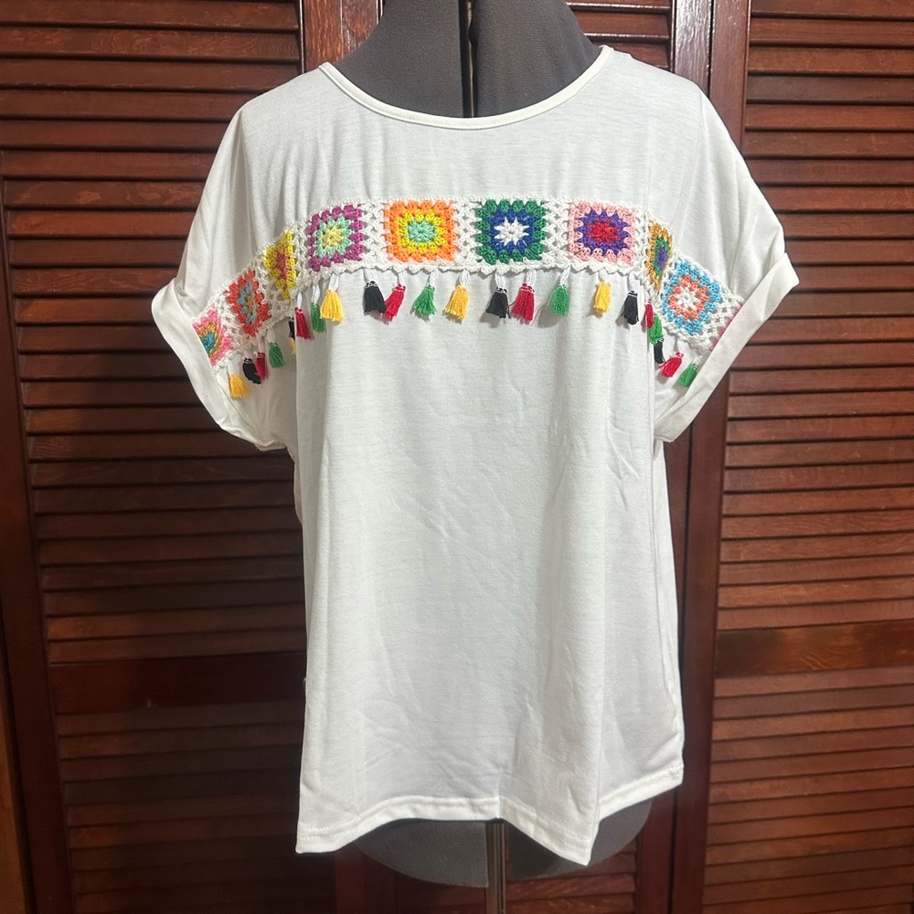 Colorful Embroidered Women's Top size XL